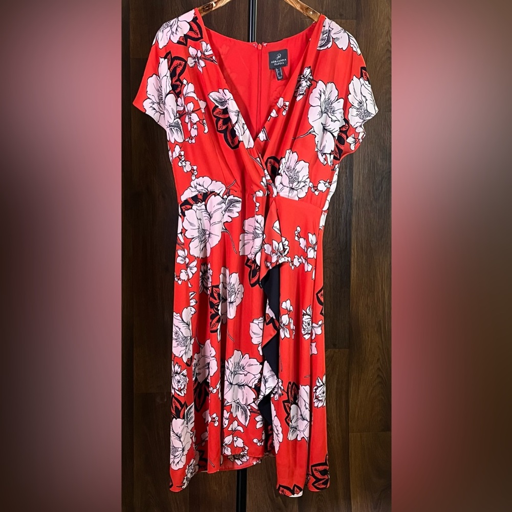 Adrianna Papell Paisley Floral Draped Aline in Red